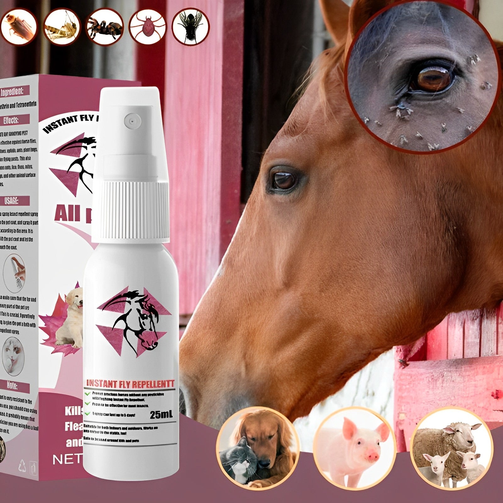 Instant equine fly repellent